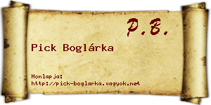 Pick Boglárka névjegykártya